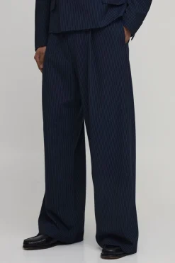 Pantalon Tailleur À Rayures Tennis Jambes Larges Avec Plis Devant