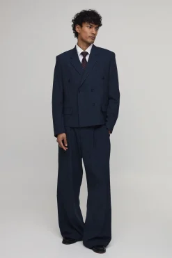 Pantalon Tailleur À Rayures Tennis Jambes Larges Avec Plis Devant