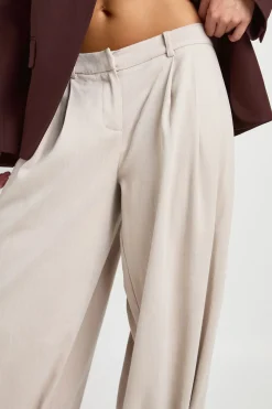 Pantalon Tailleur À Revers Rayés Ton Sur Ton