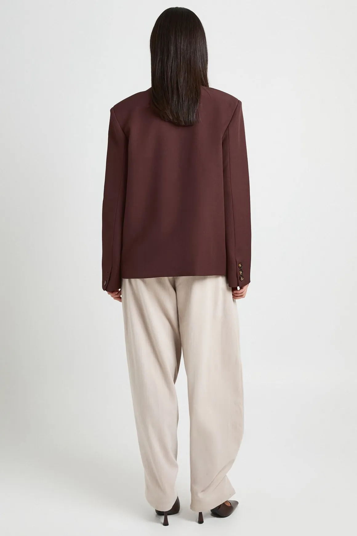 Pantalon Tailleur À Revers Rayés Ton Sur Ton