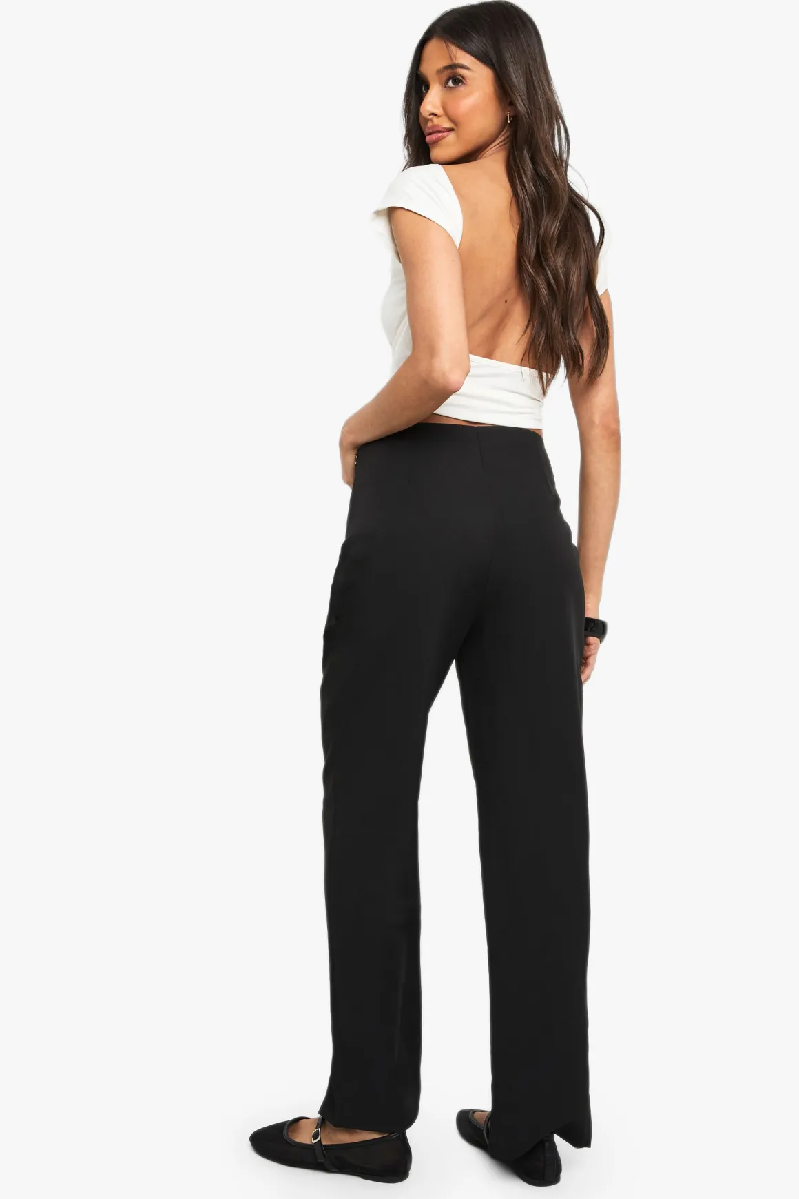 Pantalon Tailleur Slim Fit à Détail Fendu sur le Devant