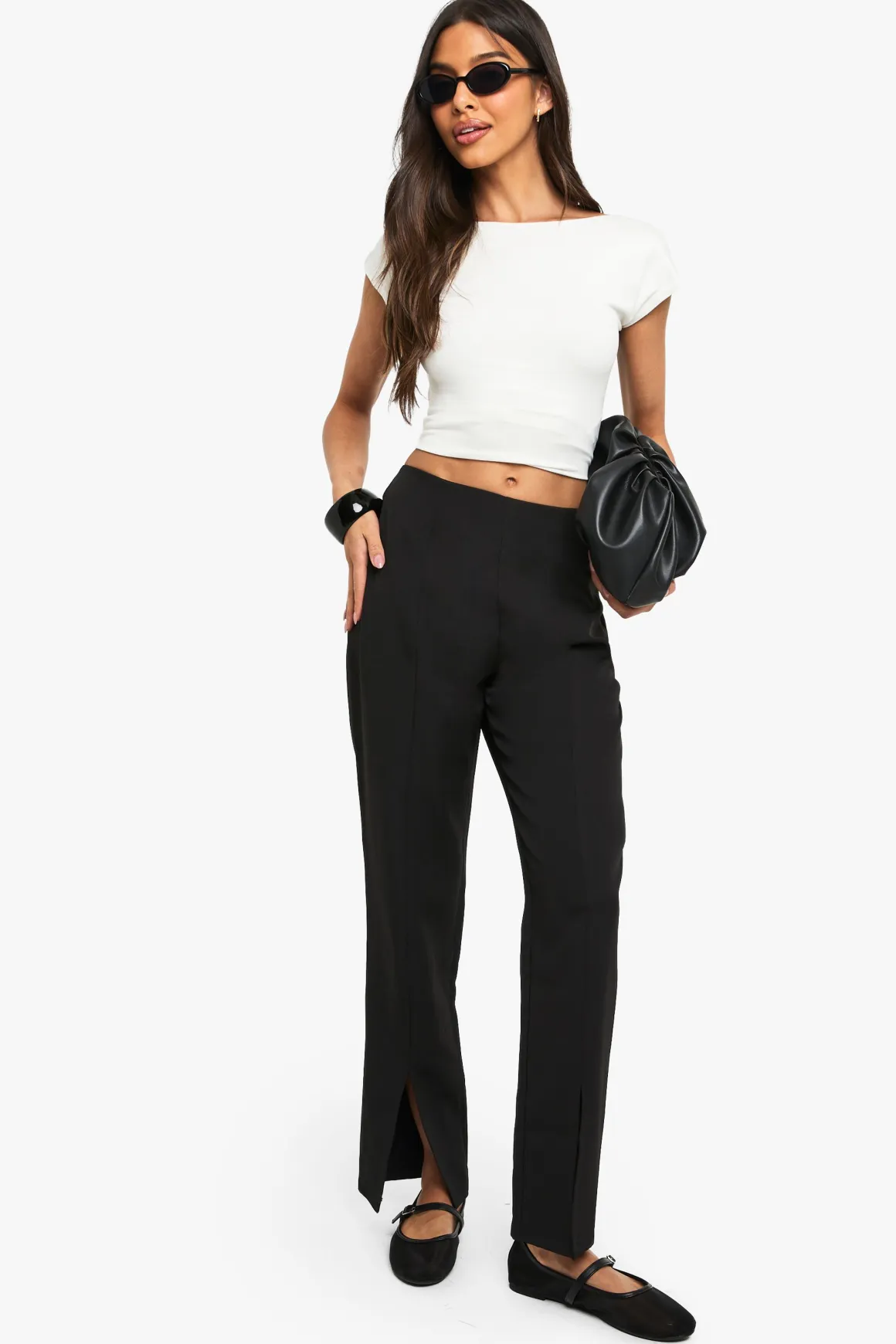 Pantalon Tailleur Slim Fit à Détail Fendu sur le Devant