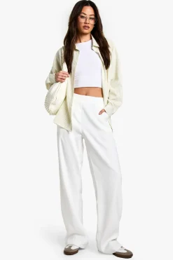 Pantalon Tailleur Taille Haute À Ceinture Ésynthétiquerée Pour Grandes Tailles