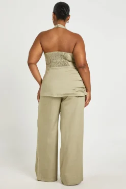 Pantalon Tailleur Taille Mi-haute Chiné Grande Taille