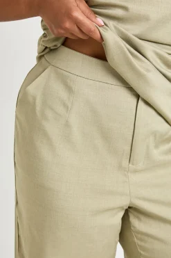 Pantalon Tailleur Taille Mi-haute Chiné Grande Taille