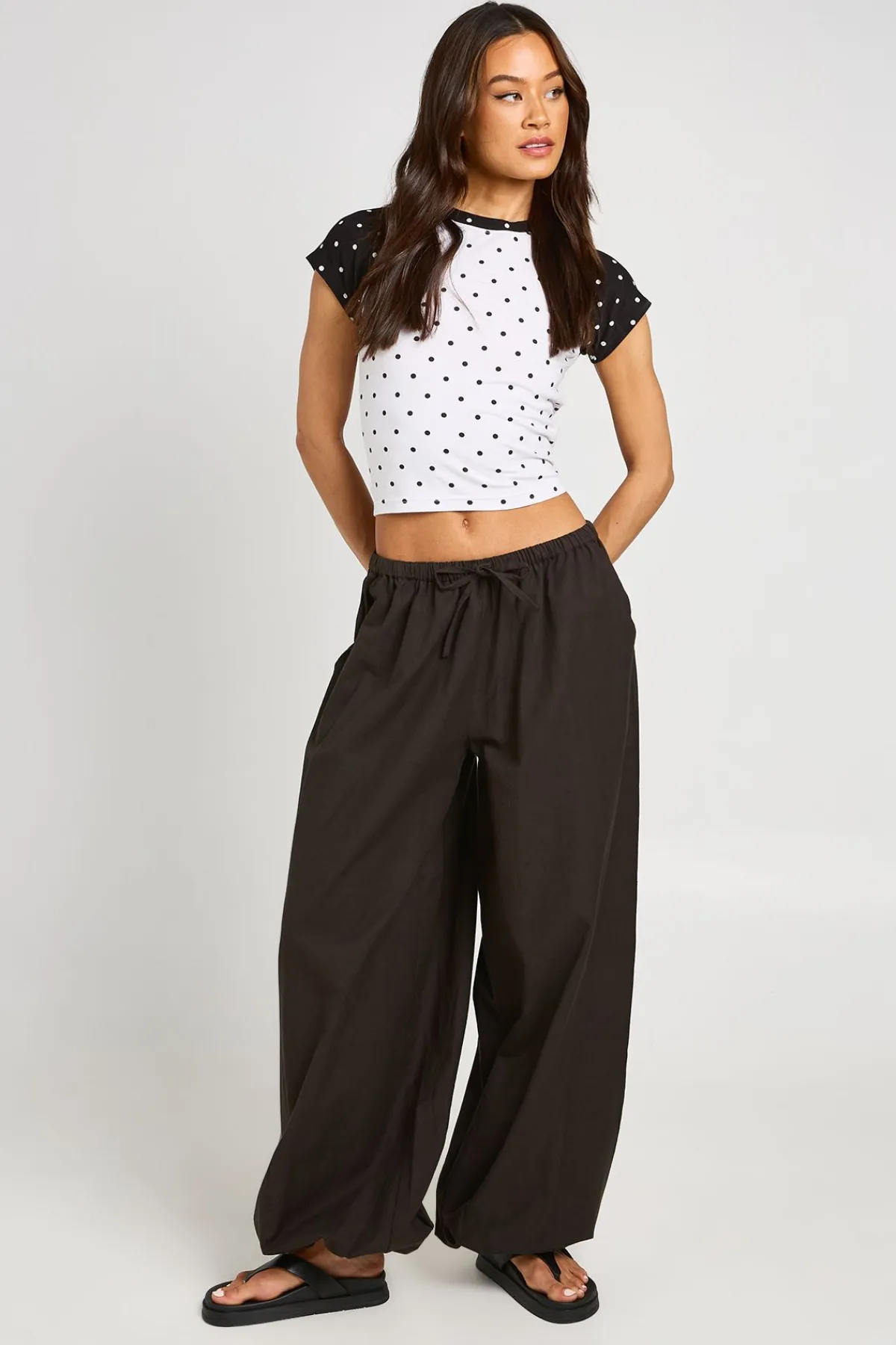 boohoo Pantalon Tall Aspect Lin À Chevilles Nouées<Femme Pantalons