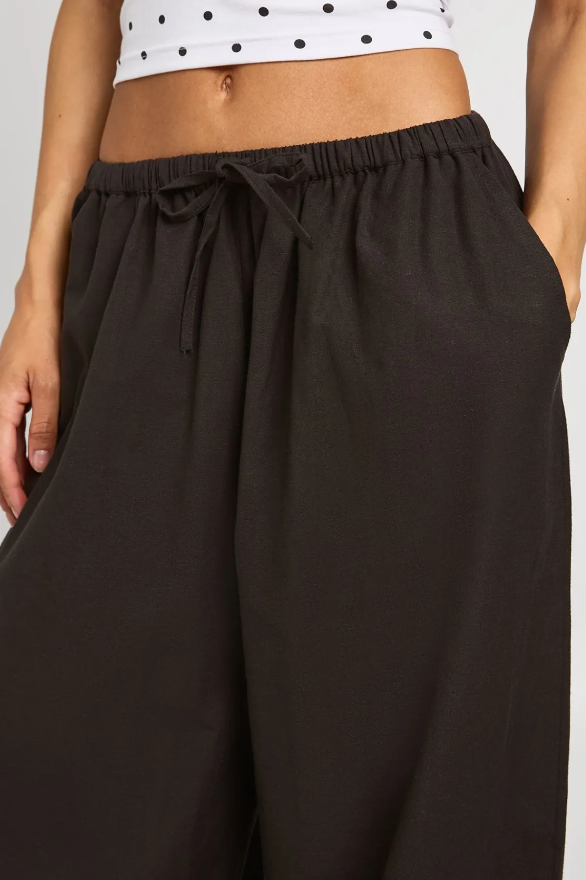 boohoo Pantalon Tall Aspect Lin À Chevilles Nouées<Femme Pantalons