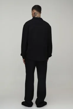 boohooMAN Pantalon Tall En Mélange De Lin Coupe Décontractée Taille Mi-haute Mi-basse<Homme Pantalons Tall|Tout Afficher