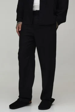 boohooMAN Pantalon Tall En Mélange De Lin Coupe Décontractée Taille Mi-haute Mi-basse<Homme Pantalons Tall|Tout Afficher