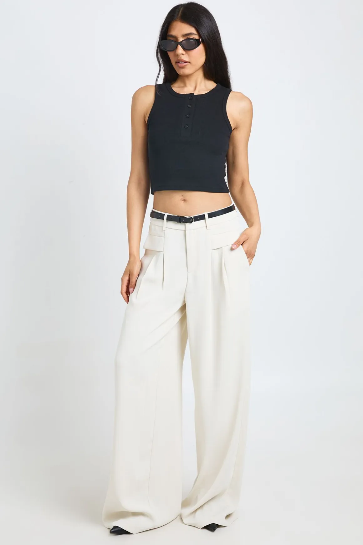 Pantalon Tall Fluide À Jambes Larges Avec Ceinture
