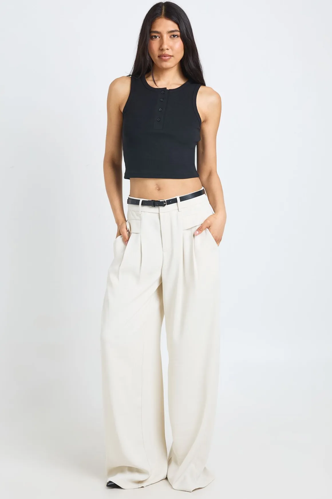 Pantalon Tall Fluide À Jambes Larges Avec Ceinture