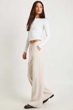 boohoo Pantalon Tall Tissé à Taille Élastique et Jambes Droites<Femme Pantalons