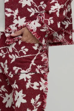 Pantalon tapisserie florale empilé et évasé