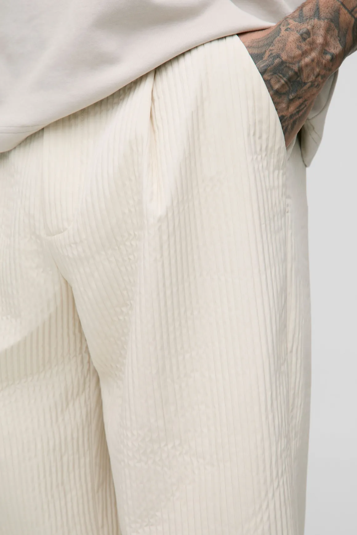 Pantalon technique plissé à coupe décontractée pour personnes grandes