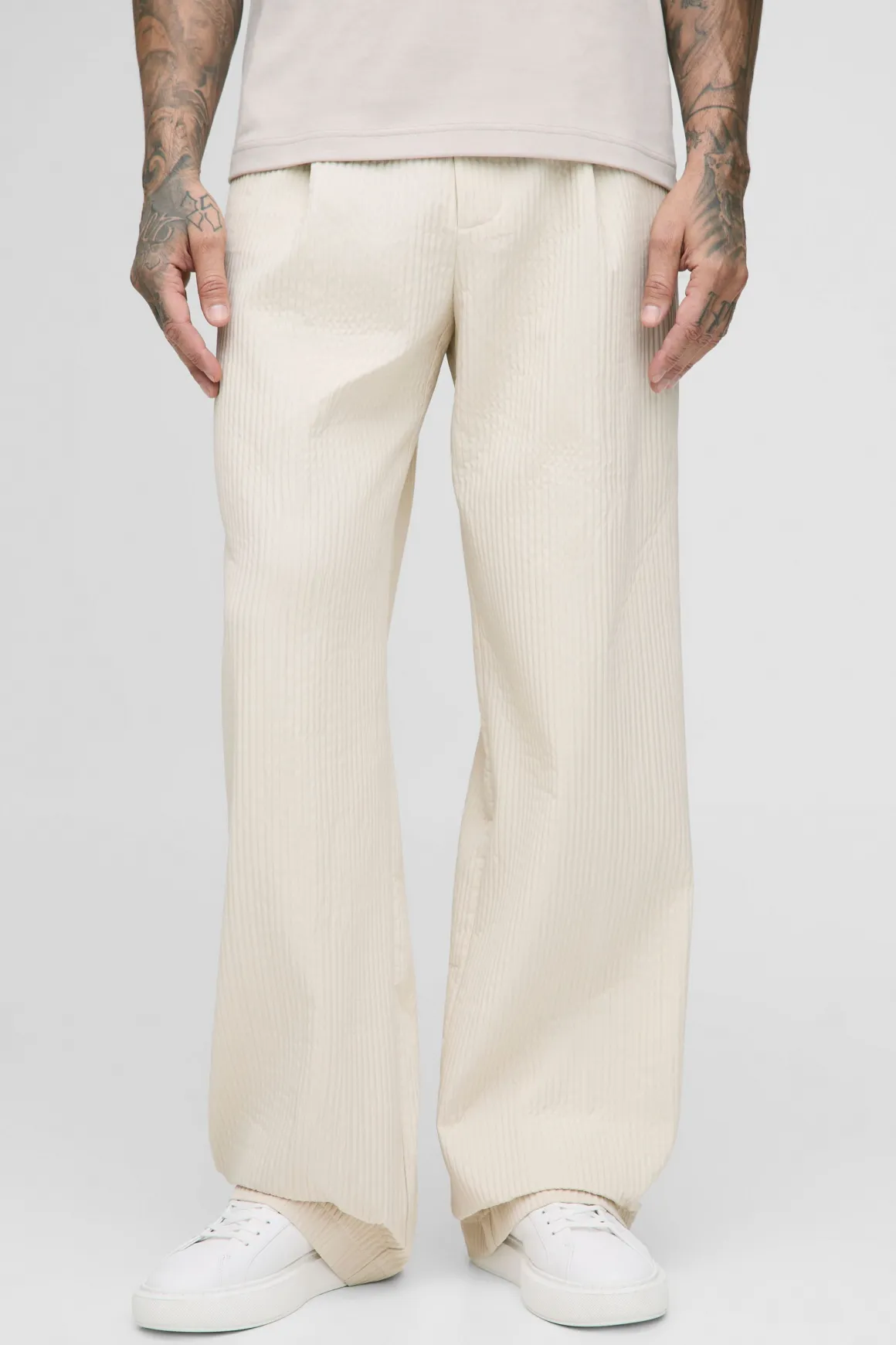 Pantalon technique plissé à coupe décontractée pour personnes grandes