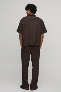 Pantalon À Texture Plissée Irrégulière Coupe Décontractée
