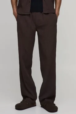 Pantalon À Texture Plissée Irrégulière Coupe Décontractée