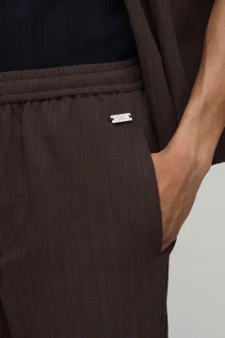 Pantalon À Texture Plissée Irrégulière Coupe Décontractée