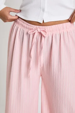 Pantalon texturé à jambes larges