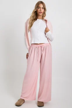 Pantalon texturé à jambes larges