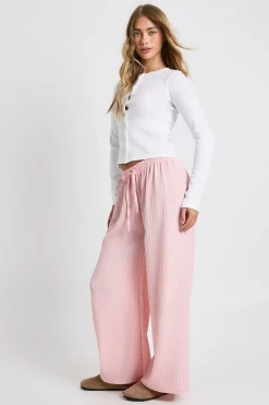 Pantalon texturé à jambes larges