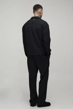 boohooMAN Pantalon Texturé À Plis Irréguliers Coupe Ample Décontractée Tall<Homme Pantalons Tall|Tout Afficher