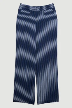 KarenMillen Pantalon tissé en coton à jambes larges rayé<Femme Pantalons