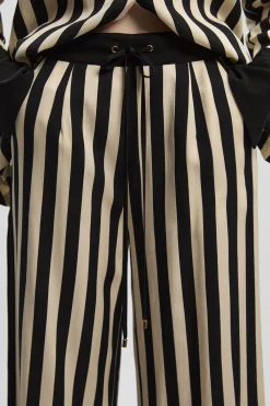 KarenMillen Pantalon Tissé en Mélange de Coton à Rayures Fluides<Femme Pantalons