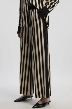 KarenMillen Pantalon Tissé en Mélange de Coton à Rayures Fluides<Femme Pantalons