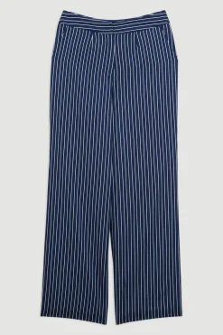 KarenMillen Pantalon tissé en sergé rayé pour grande taille à jambes larges<Femme Pantalons