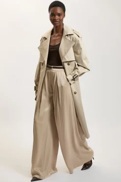 Pantalon Tissé En Viscose Satinée