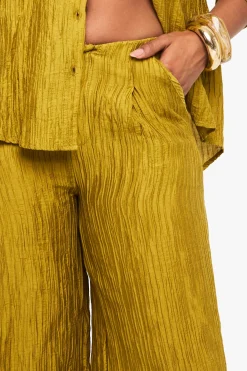 Pantalon tissé froissé à jambes larges