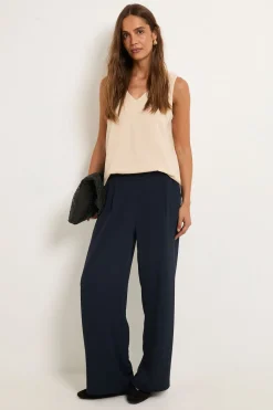 Pantalon Tissé À Jambe Large