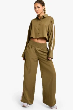 boohoo Pantalon tissé à jambes larges avec bande latérale<Femme Pantalons