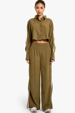 boohoo Pantalon tissé à jambes larges avec bande latérale<Femme Pantalons