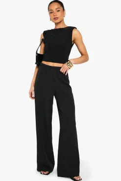 Pantalon tissé à jambes larges et élastiquées