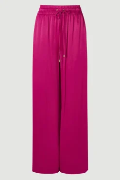 KarenMillen Pantalon Tissé Large en Satin de Viscose<Femme Pantalons|Satin Et Dentelle