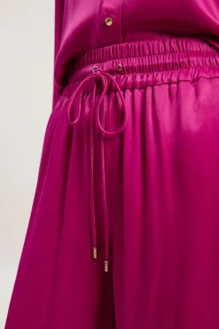 KarenMillen Pantalon Tissé Large en Satin de Viscose<Femme Pantalons|Satin Et Dentelle