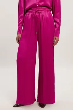 KarenMillen Pantalon Tissé Large en Satin de Viscose<Femme Pantalons|Satin Et Dentelle
