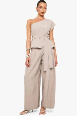 Pantalon tissé martelé à jambes extra larges