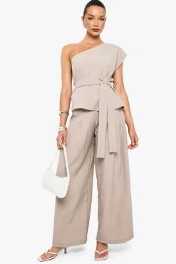Pantalon tissé martelé à jambes extra larges
