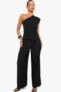 Pantalon tissé martelé à jambes extrêmement larges