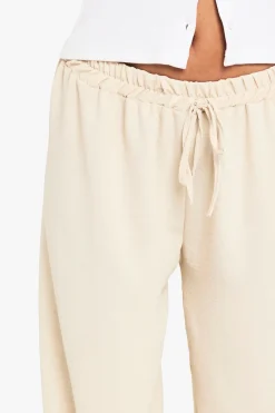 Pantalon tissé à nouer à la taille, coupe évasée
