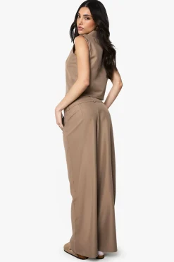 Pantalon tissé sur mesure à ceinture et jambes larges