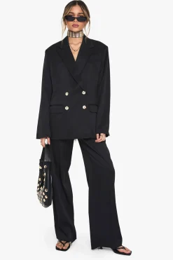 Pantalon tissé sur mesure à jambe large et ourlet effiloché
