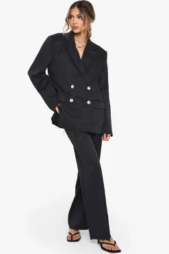 Pantalon tissé sur mesure à jambe large et ourlet effiloché