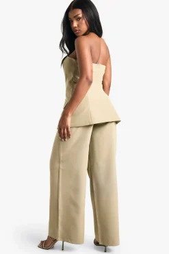 boohoo Pantalon tissé sur mesure plissé à jambes larges<Femme Pantalons|Tailleurs
