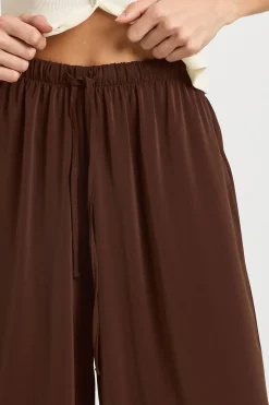 Pantalon Tissé Taille Haute à Jambes Larges