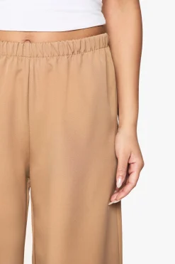 Pantalon tissé à taille élastiquée et jambe large