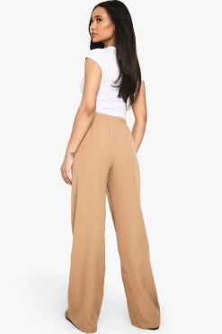 Pantalon tissé à taille élastiquée et jambe large
